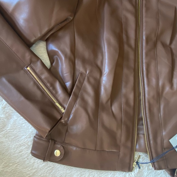 NWT Cole Haan Signature Fitted Racer Moto Jacket, Large, Hazel - Picture 11 of 16